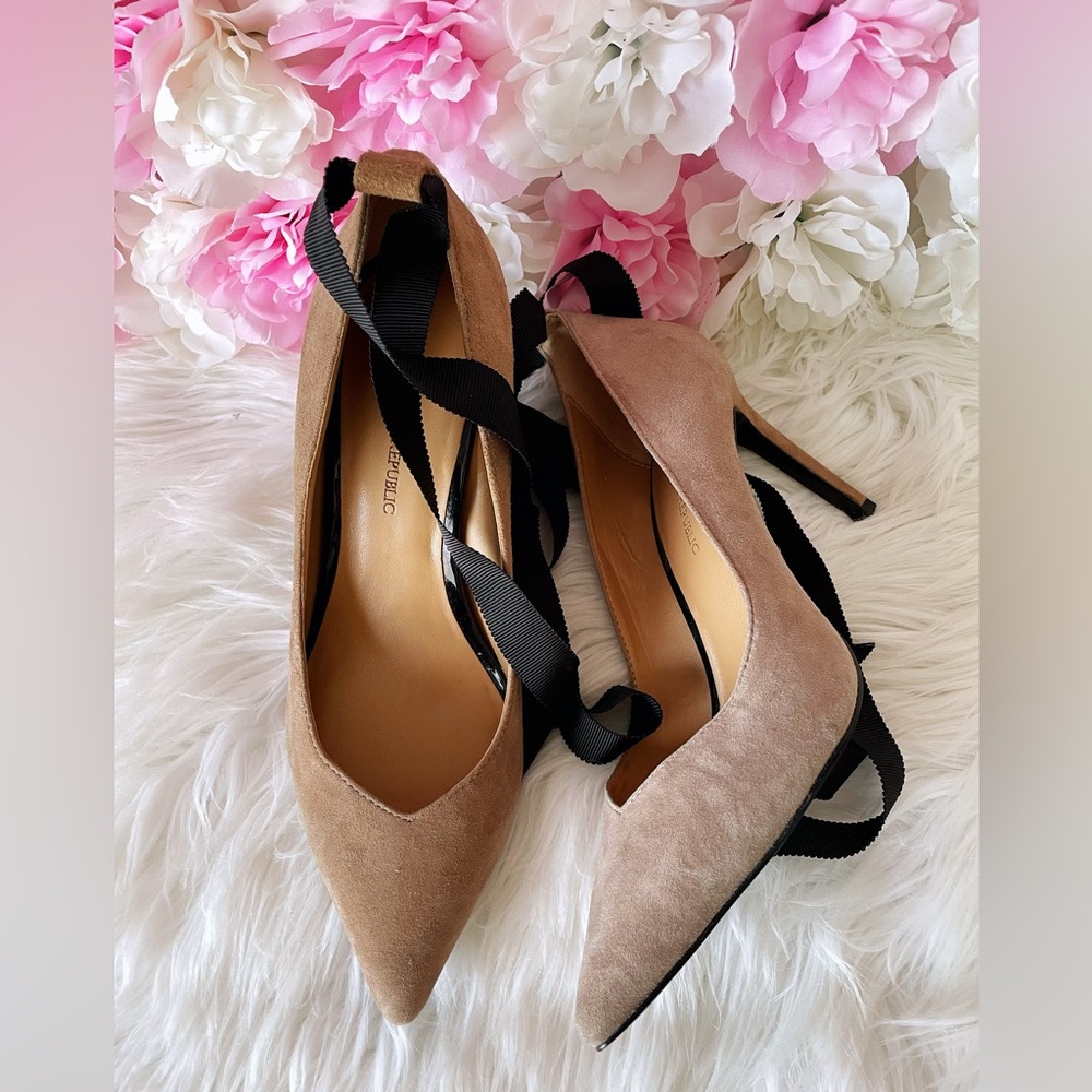Banana Republic Suede Heels with Ankle Lace